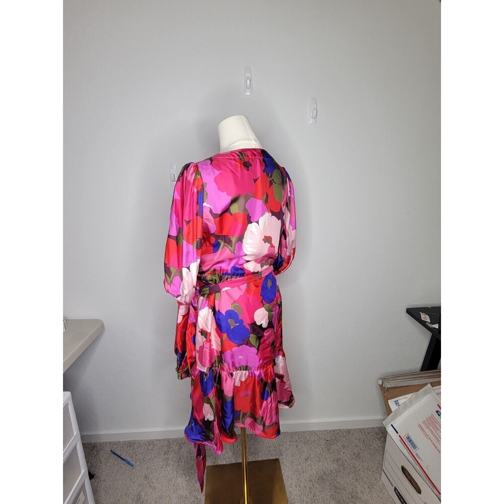 Sara Roka Italy Eldera 57 Silk Dress Size IT 42 True Wrap Peony Mini US S/M - Picture 6 of 14
